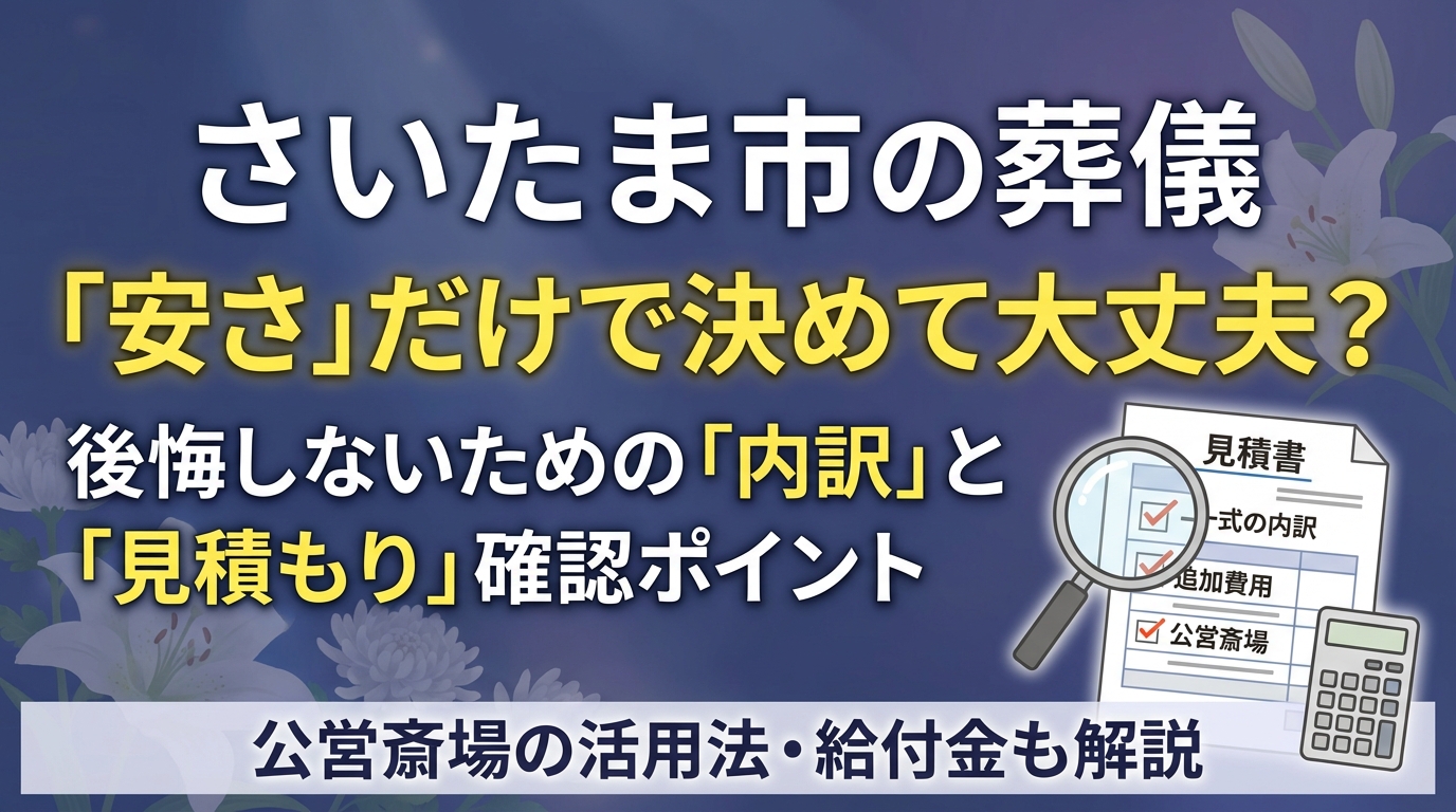 「さいたま市葬儀 安い」で探す前に、おすすめの選び方を解説